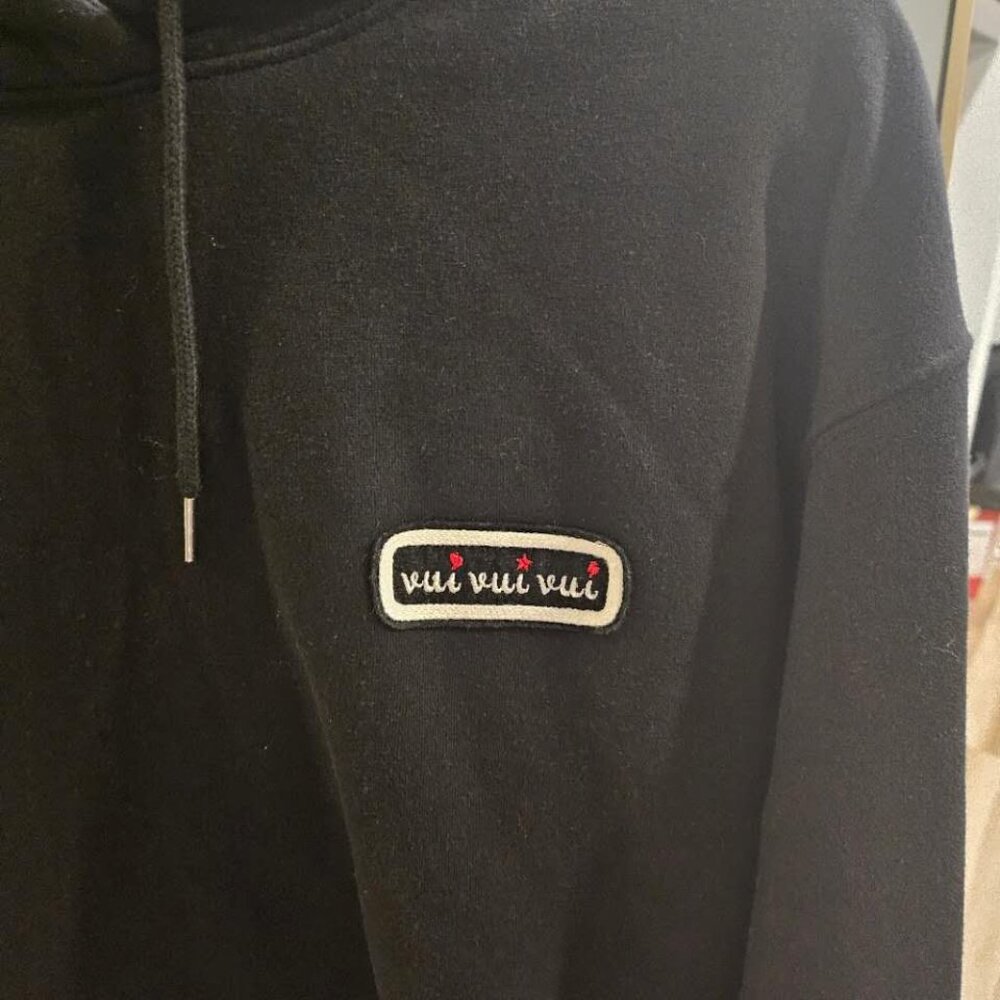 W Concept Korean Oversize [UNISEX] BLACK FEELING PINK HOODIE - Picture 6 of 7